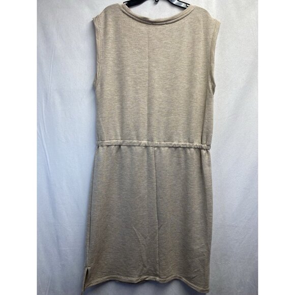 Calvin Klein Round Neck Drawstring Waist Sleeveless Dress Women Medium Beige - Picture 2 of 16